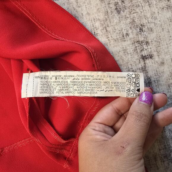 Zara Woman Sleeveless Blouse Womens Small Lipstick Red High Neck Top Modern Work - Picture 5 of 11